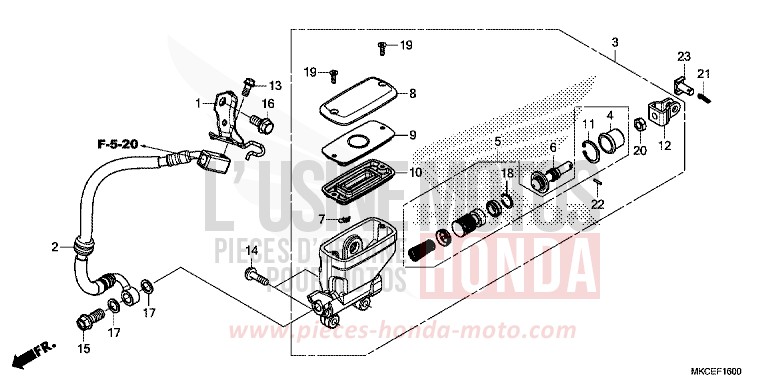 REAR BRAKE MASTER CYLINDER for Gold Wing CANDY ARDENT RED (R367B) from 2019